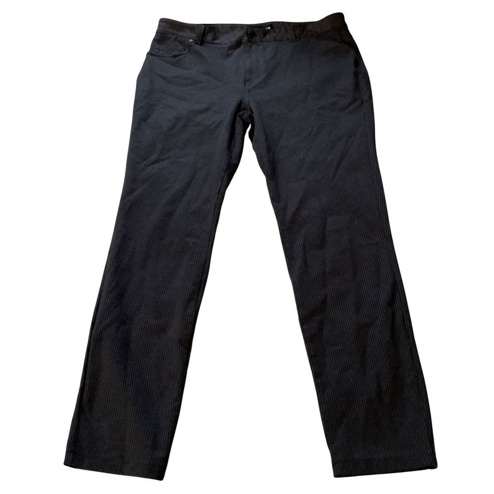 DKNY Jeans Womens Black‎ Grey Micro Check Straight Leg Pants Size Large L/G